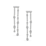 Platinum finish sterling silver micropave two row drop earrings with simulated diamonds