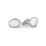 Rhodium Finish Oval Etched Border Cufflinks