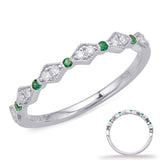 White Gold Emerald & Diamond Ring