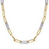 Yellow & White Gold Paper Clip Necklace