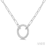 1/10 Ctw Round Cut Diamond Circle Pendant With Paperclip Chain in Sterling Silver