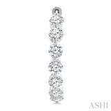 5 Ctw Inside-Out Single Prong Set Round Cut Diamond Hoop Earrings in 14K White Gold