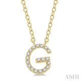 1/20 Ctw Initial 'G' Round Cut Diamond Pendant With Chain in 10K Yellow Gold