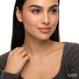1/20 Ctw Initial 'T' Round Cut Diamond Pendant With Chain in 10K Yellow Gold