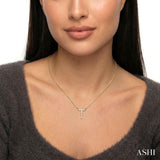 1/20 Ctw Initial 'T' Round Cut Diamond Pendant With Chain in 10K Yellow Gold