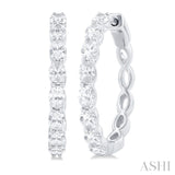 1 7/8 Ctw North-South Oval Cut Diamond Fashion Hoop Earring in 14K White Gold