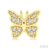 1/10 Ctw Petite Butterfly Round Cut Diamond Fashion Stud Earring in 10K Yellow Gold