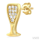 1/10 Ctw Petite Champagne Glass Round Cut Diamond Fashion Stud Earring in 10K Yellow Gold