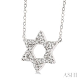 1/10 Ctw Petite Star of David Round Cut Diamond Fashion Pendant With Chain in 10K White Gold