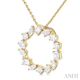 1 Ctw Circle Multi-Cut Diamond Fashion Pendant With Chain in 14K Yellow Gold