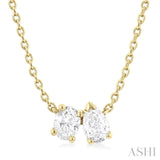 1/3 Ctw Toi Et Moi Oval and Pear Cut Diamond Pendant in 14K Yellow Gold