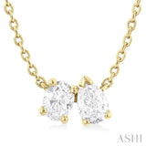 1/3 Ctw Toi Et Moi Oval and Pear Cut Diamond Pendant in 14K Yellow Gold