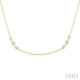 1 Ctw Three Stone Bezel Set Round Cut Diamond Station Necklace in 14K Yellow Gold