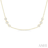 1 1/2 Ctw Three Stone Bezel Set Round Cut Diamond Station Necklace in 14K Yellow Gold