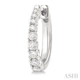 1/2 Ctw Graduated Round Cut Diamond Fashion Hoop Earrings in 14K White Gold
