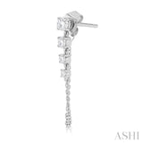 1/2 Ctw Journey Round Cut Diamond Fashion Long Chain Earring in 14K White Gold