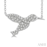 1/6 Ctw Petite Hummingbird Round Cut Diamond Fashion Pendant With Chain in 10K White Gold
