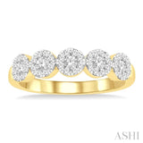 1/2 Ctw 5-Stone Lovebright Round Cut Diamond Band in 14K Yellow & White Gold