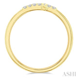 1/10 Ctw Petite Reclining Cross Round Cut Diamond Stackable Fashion Ring in 10K Yellow Gold