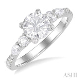1/2 Ctw Pear and Round Cut Diamond Semi-Mount Engagement Ring in 14K White Gold