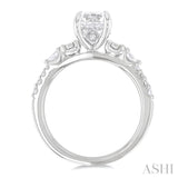 1/2 Ctw Pear and Round Cut Diamond Semi-Mount Engagement Ring in 14K White Gold