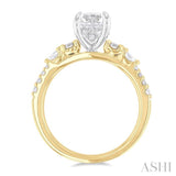 1/2 Ctw Pear and Round Cut Diamond Semi-Mount Engagement Ring in 14K Yellow and White Gold
