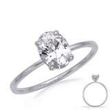 White Gold Engagement Ring 9x7mm oval