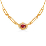 Yellow Gold Diamond & Ruby Necklace