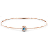 Rose Gold Finish Finish Sterling Silver Round Simulated Blue Topaz Birth Gem Bracelet 
