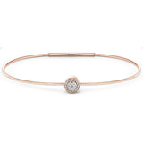 Rose Gold Finish Finish Sterling Silver Round Simulated Diamond Birth Gem Bracelet 