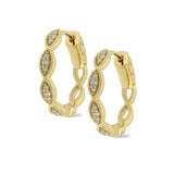 Three Stone Marquis Hoop Earrings