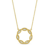Three Stone Marquis Open Circle Necklace