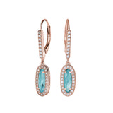 Oblong Simulated Blue Topaz Drop Earrings
