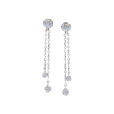 Double Chain Simulated Diamond Drop Earrings