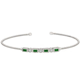 Single Cable Cuff Bracelet with Rectangle and Round Stone Pattern