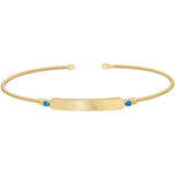 Engravable Name Plate Cuff Bracelet - Blue Zircon