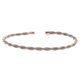 Rose gold finish sterling silver thin tightly twisted cable cuff bracelet