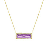 Birthstone Necklace with Rectangle Stone - June