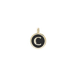 Gold Finish Sterling Silver Black Enamel Initial Charm - C