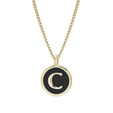 Black Enamel Initial Pendant