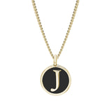 Black Enamel Initial Pendant