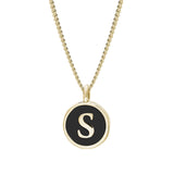Black Enamel Initial Pendant