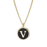 Black Enamel Initial Pendant