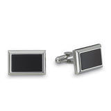 Stainless Steel Rectangle Polished Black Epoxy Cufflinks