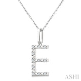 1/10 Ctw Initial 'E' Round Cut Diamond Fashion Pendant With Chain in Sterling Silver