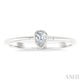 1/6 Ctw Petite Bezel Set Pear Cut Diamond Fashion Ring in 10K White Gold
