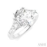 1/2 Ctw Oval Shape Trillion Cut & Round Cut Diamond Semi-Mount Engagement Ring in 14K White Gold