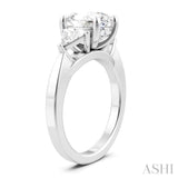 1/2 Ctw Oval Shape Trillion Cut & Round Cut Diamond Semi-Mount Engagement Ring in 14K White Gold
