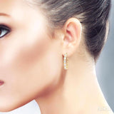 1 1/10 Ctw Bezel Set Emerald Cut Diamond Fashion Hoop Earrings in 14K Yellow Gold