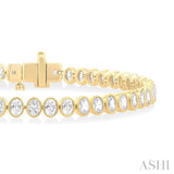 4 1/2 ctw North-South Bezel Set Oval Cut Diamond Tennis Bracelet in 14K Yellow Gold